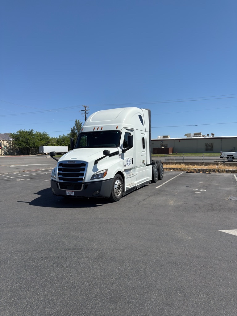 White Freightliner tractor used in True Blue Trucking recruiting materials